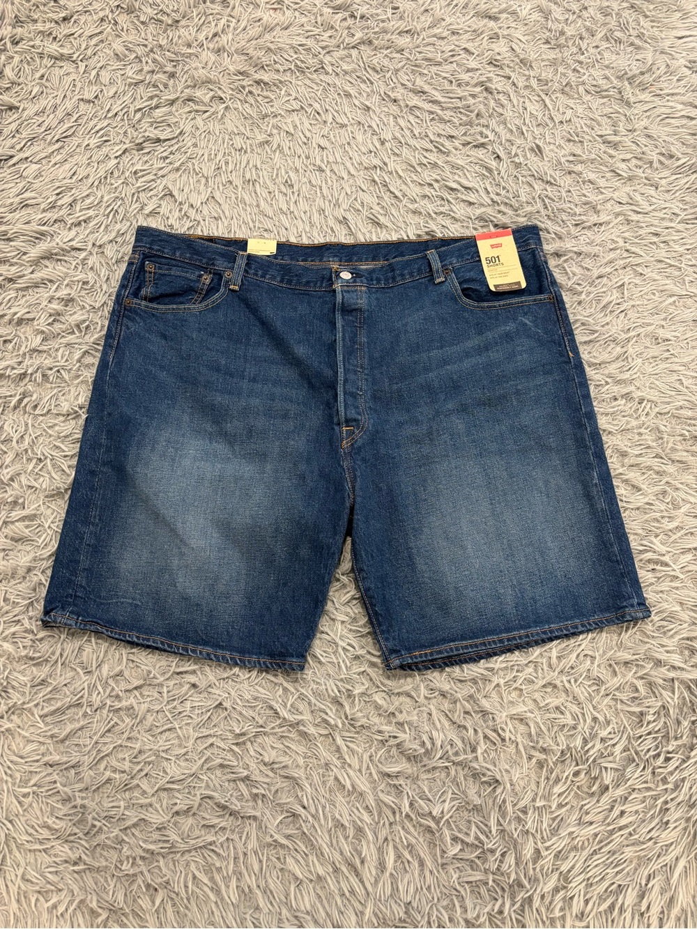 NEW Levi's 501 Shorts Mens 44X9 Blue Denim Faded Mid Wash Stretch Button Fly